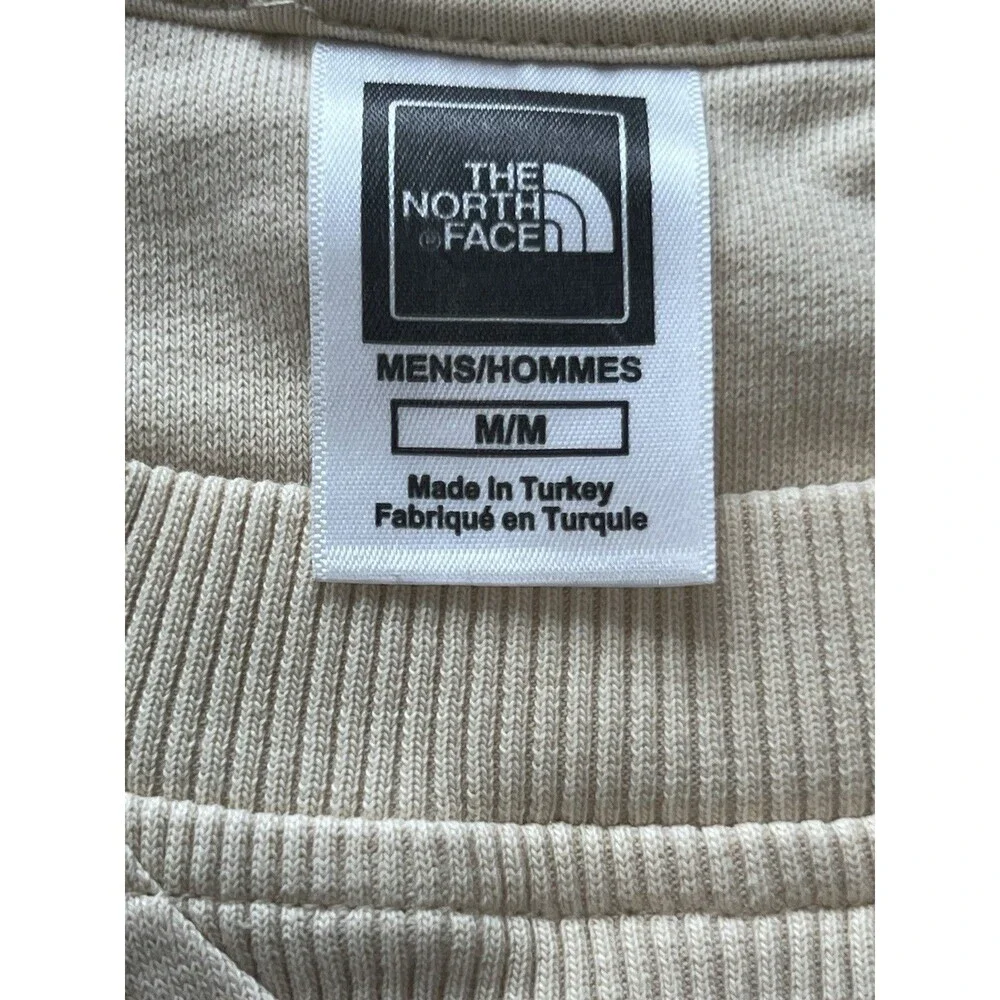 The North Face Men's M Cream Beige Crewneck Sweatshirt Embroidered Logo Cotton